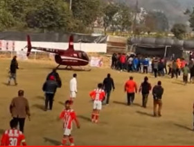 Probe on to investigate helicopter landing on football ground